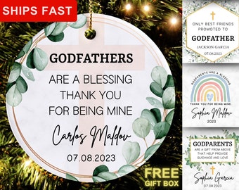 Godfather Ornament, Godfather Gift Baptism, Personalized Godparents Gift, Godparent Proposal Ornament, Custom Godfather Keepsake, Christmas