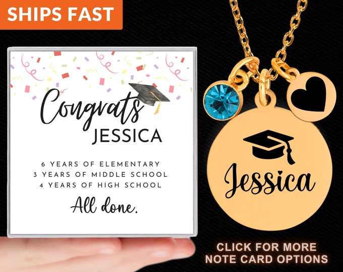 Graduation Necklace, Personalized Graduation Gifts for Her, High School Graduation Gifts, Class of 2024, Custom Graduation Jewelry - N100
