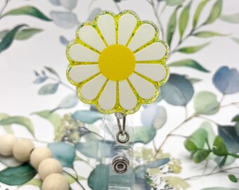 Daisy badge reel | Flower badge reel | Glitter flower badge reel | Nurse badge reel | CNA badge reel | MA badge reel