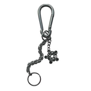 Stainless steel hand woven chainmail keychain with chain star, keyring and durable carabiner clip - tarnish free & waterproof