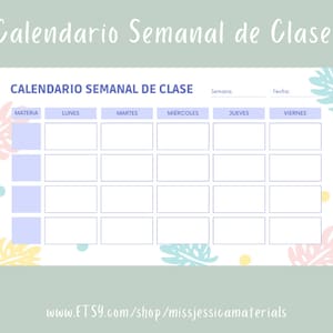 Teacher Spanish Resources Weekly Planner | Recursos para Maestras Calendario Semanal de Clases en Español