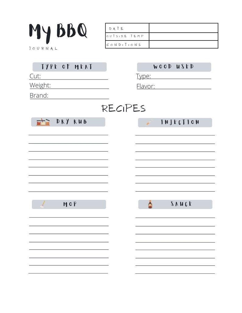 My BBQ Smoking Journal Barbeque Journal Barbeque Journal Etsy