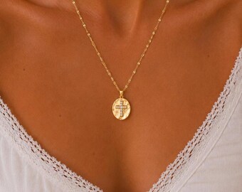 Collier croix en or - Collier Faith délicat, collier plaqué or PVD 18 carats, bijoux chrétiens