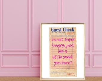 Guest Check Print | Guest Check Wall Art, Digital Download, Pink Guest Check