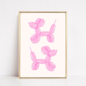 Balloon puppy | Pink wall art, Balloon wall art, Balloon poster, Balloon animal, Digital download, Pink wall decor, Trendy prints