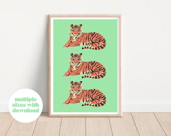 Tiger Print | Tiger Wall Art | Retro Animal Print
