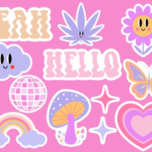 Retro sticker bundle, Stickers, Sticker pack, Digital download