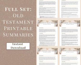 Old Testament Summary Bundle | Bible Overview for Individuals and Families | Printable