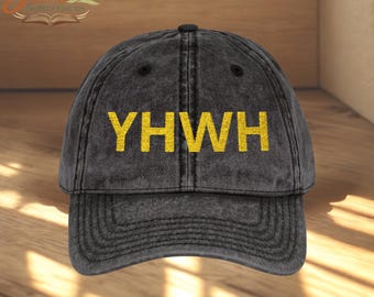 Personalized YHWH Hat | Gold Embroidered Distressed Cotton Twill Cap