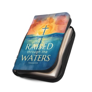 Leather Bible Cover for Baptism | Christian Carrying Case with Zipper and Pockets | Faith Gift