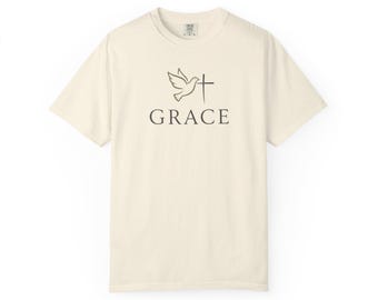 Dove & Cross Youth T-Shirt | Christian Grace Tee | Garment-Dyed Cotton | Unisex Comfort Colors