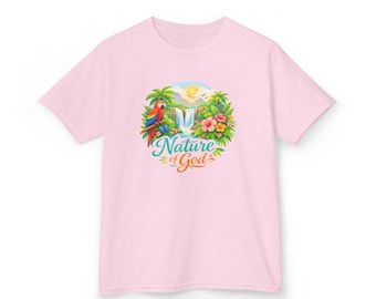 Nature of God Youth Tee | Christian Kids Cotton T Shirt | Tropical Faith Design