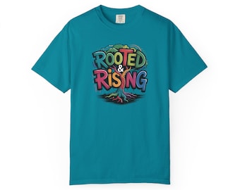 Christian Youth Faith T-Shirt | Rooted & Rising Teen/Preteen Tee | Garment-Dyed Cotton | Unisex Comfort Colors