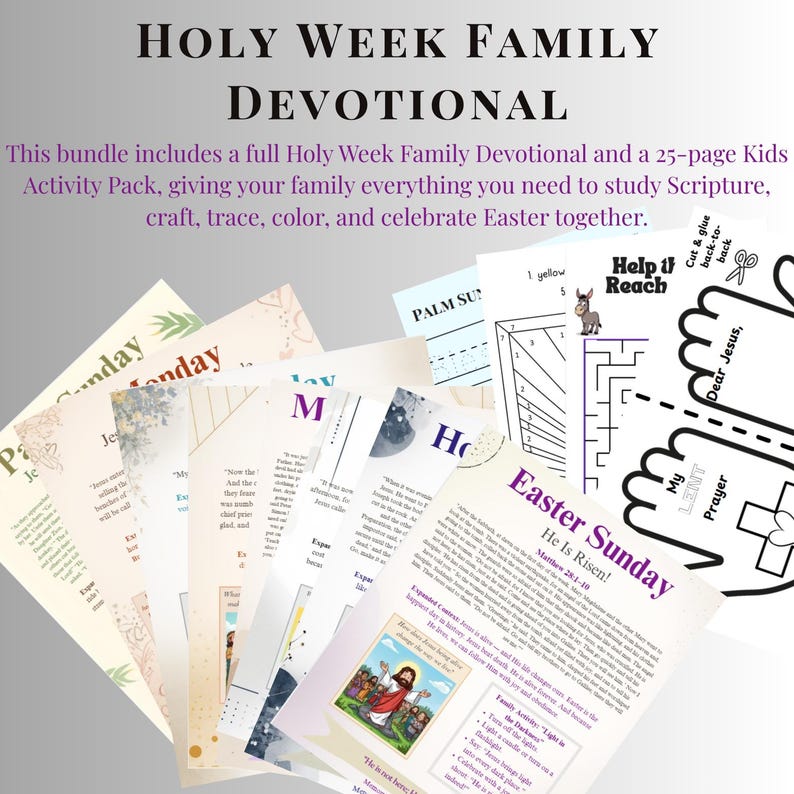 Holy Week Family Devotional & Kids Activity Pack (printable) - Etsy UK