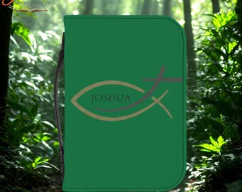 Personalized Green PU Leather Bible Cover with Zippered Closure