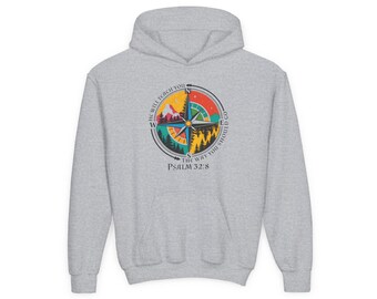 Compass Christian Youth Hoodie | Psalm 32:8 Kids Sweatshirt | Unisex Cotton-Poly Bible Verse Hoodie