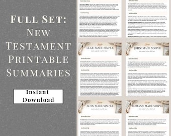 New Testament Summary Bundle | Bible Overview for Individuals and Families | Printable