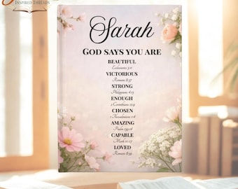 Personalized Floral Prayer Journal for Women | Custom Name Christian Notebook, Bible Verse Devotional