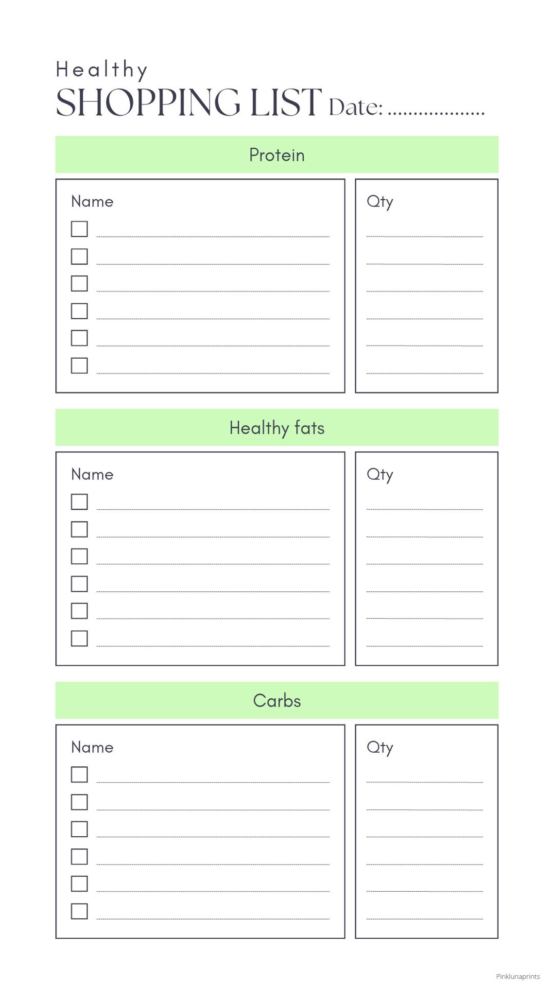 Healthy Eating Shopping List Printable Busy Lifestyle Clean - Etsy