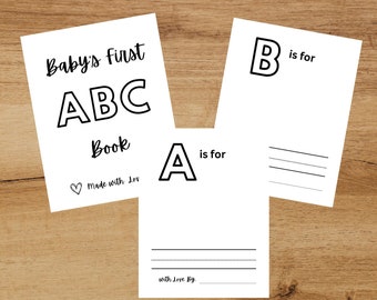 Baby Shower ABC Book-First Alphabet Book-Baby's First ABC Book-Minimalist Baby Shower ABC Game-A-Z Printable Baby Shower Game-Activity