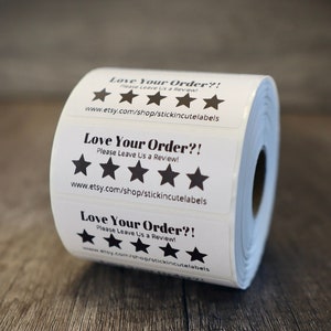 Review Reminder Sticker-Customer Review Sticker-Etsy Sticker-Small Shop Supplies-Small Business Supplies-Packaging Sticker-Five Stars