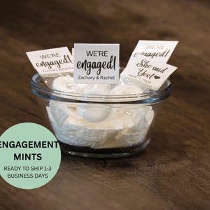 We&#39;re Engaged-Engagement Mints-Personalized-Engagement Favor Mints-Mints for Engagement Parties-Mints Assembled-Labels-Edible Favors-Mints
