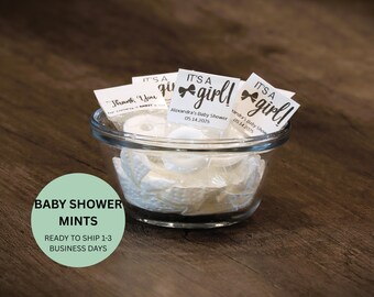 Baby Shower Mint-It's a Girl Mints-Personalized-Baby Shower Favor Mints-Mints for Baby Shower Party-Mints Assembled-Label-Edible Favor-Mints