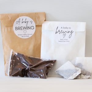 Personalized A Baby is Brewing-Baby Shower Favors-Coffee Favors-Tea Favors-Favors-Baby Shower-Coffee Tea Favor Bags-Personalized Stickers