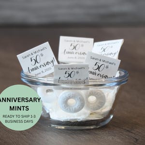 Anniversary Mint-Anniversary Mints-Personalized-Anniversary Favor Mints-Mints for Anniversary Parties-Mints Assembled-Label-Favors-Mints