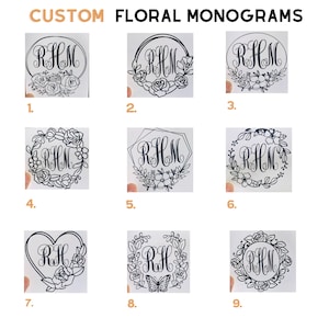LARGE Floral Monogram Decal | 7&quot;-11&quot; Monogram Sticker | Monogram Decal for Tumbler | Vinyl Monogram Decal |
