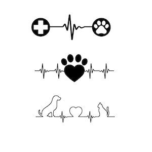 Amor animal / Calcomanía veterinaria / Calcomanía de vinilo Heartbeat