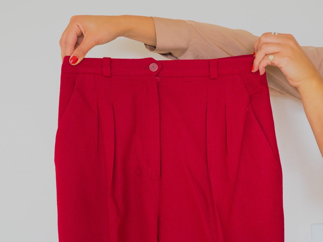 Vintage 1960s Red Wool Pants / Wool Trouser / Streetwear Etsy