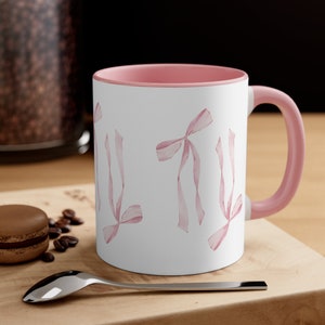 Charming Coquette Aesthetic Mug with Pink Bows - Elegant Pink Interior