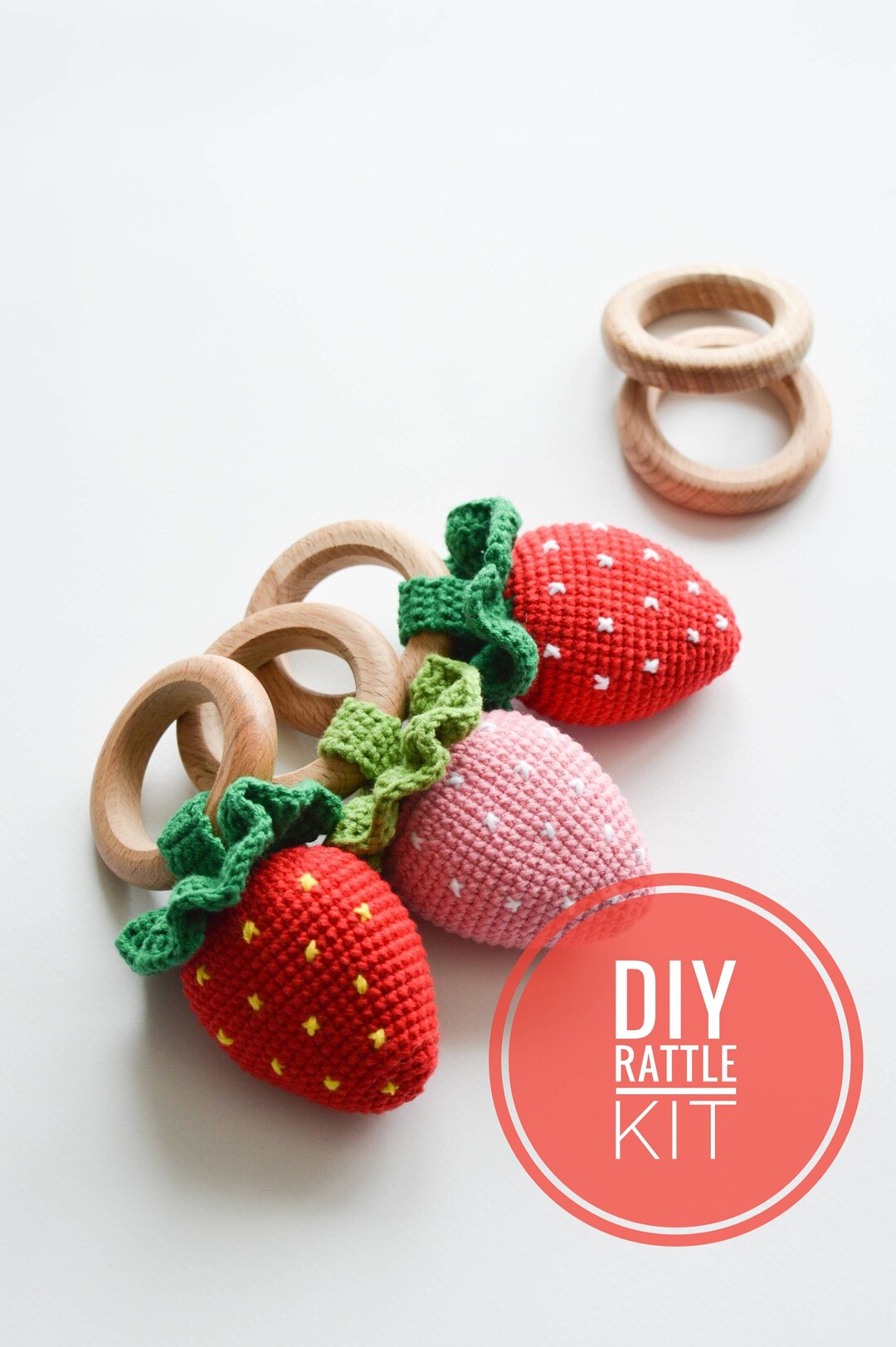 DIY Strawberry Rattle Crochet Kit: New Mom Gift, Amigurumi Pattern (PDF ...