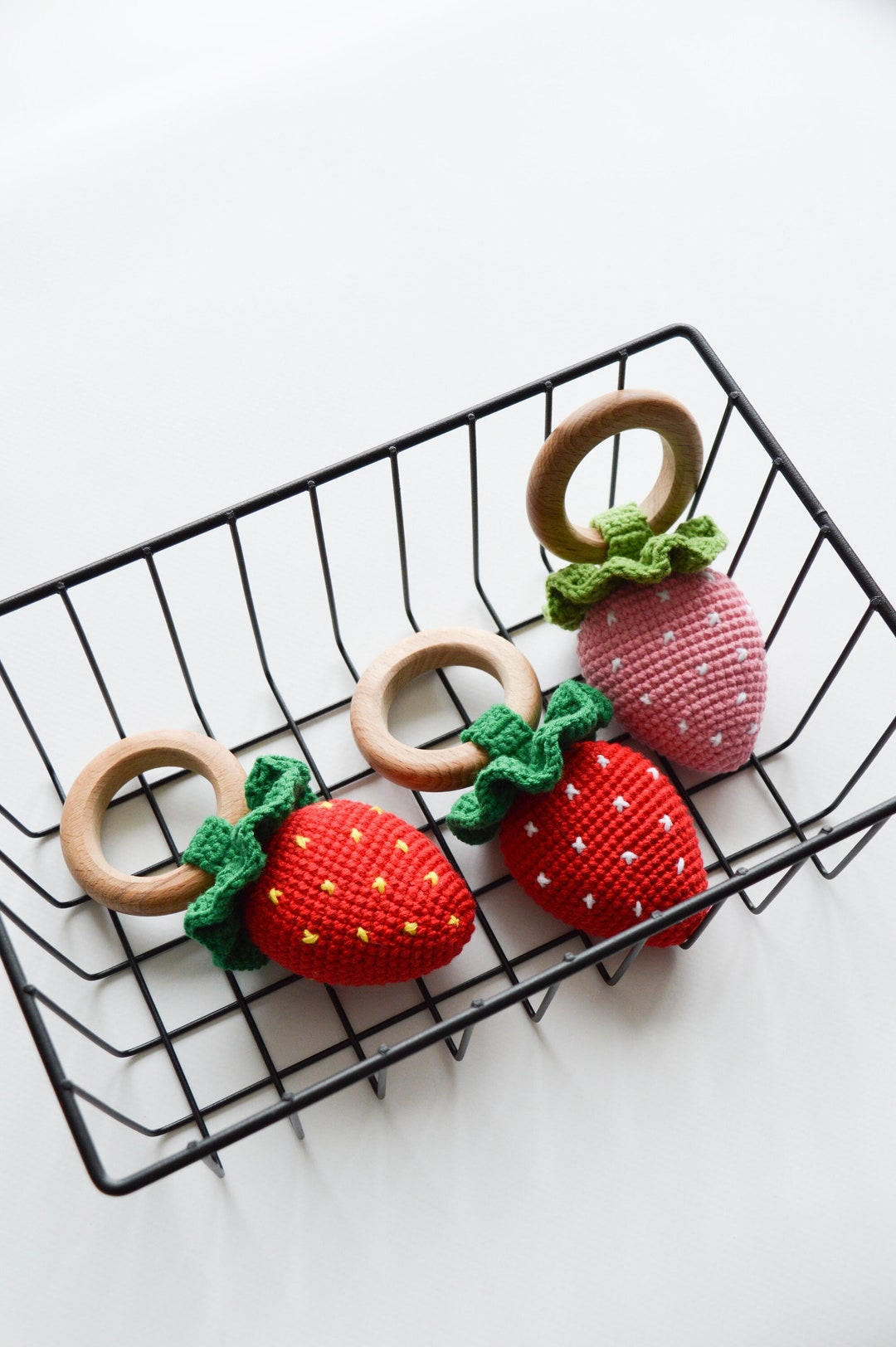Strawberry Crochet Rattle, Cute Amigurumi Fruit, Christmas Holiday Baby ...