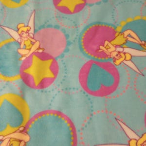 Tinkerbell print handmade fleece tie blanket