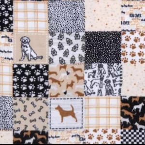 Dog block print handmade fleece tie blanket