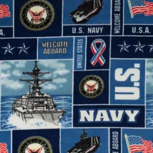 United States Navy print handmade fleece tie blanket