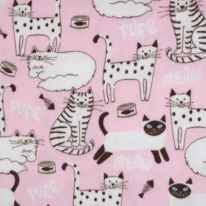 Pink cats fleece handmade tie blanket