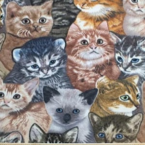 Kittens and cats print handmade fleece tie blanket