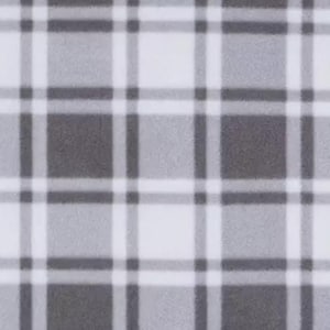 Gray and white plaid print anti pill fleece handmade tie blanket