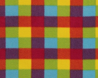 Rainbow plaid print handmade fleece tie blanket