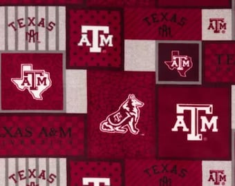 Texas A & M print handmade fleece tie blanket