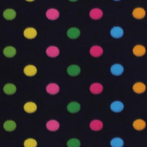 Multi color dots on black print fleece handmade tie blanket
