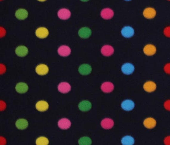 Multi Color Dots on Black Print Fleece Handmade Tie Blanket