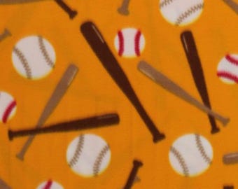 Baseball yellow print fleece handmade tie blanket
