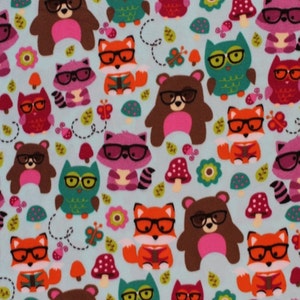 Nerdy forest friends print handmade fleece tie blanket