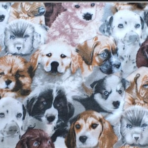 Puppies print handmade fleece tie blanket