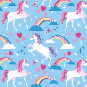 Unicorns and rainbows print handmade fleece tie blanket