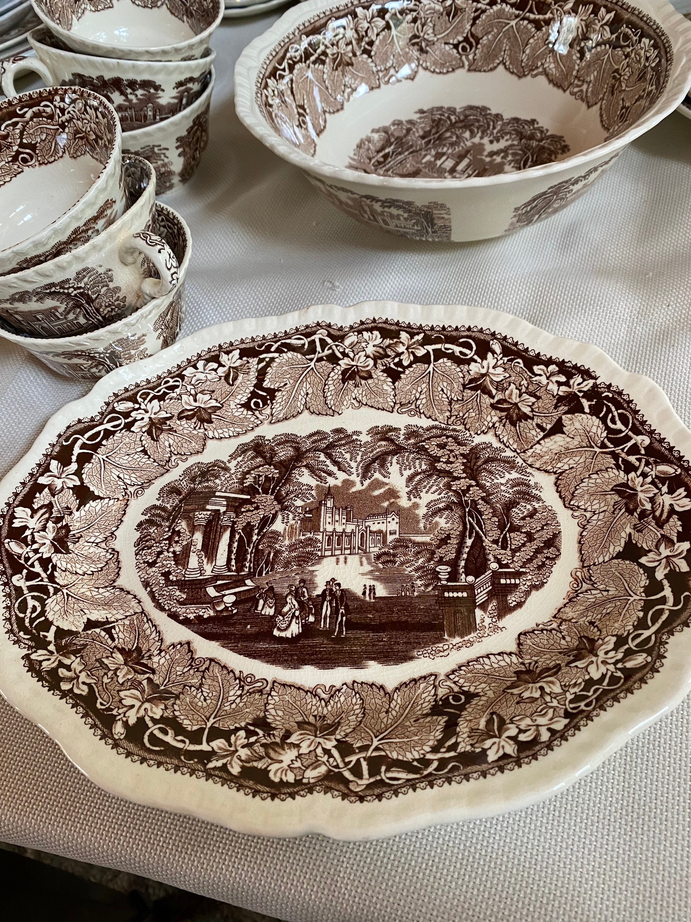 Vintage Mason’s Brown “vista” Ironstone Dishes - Etsy